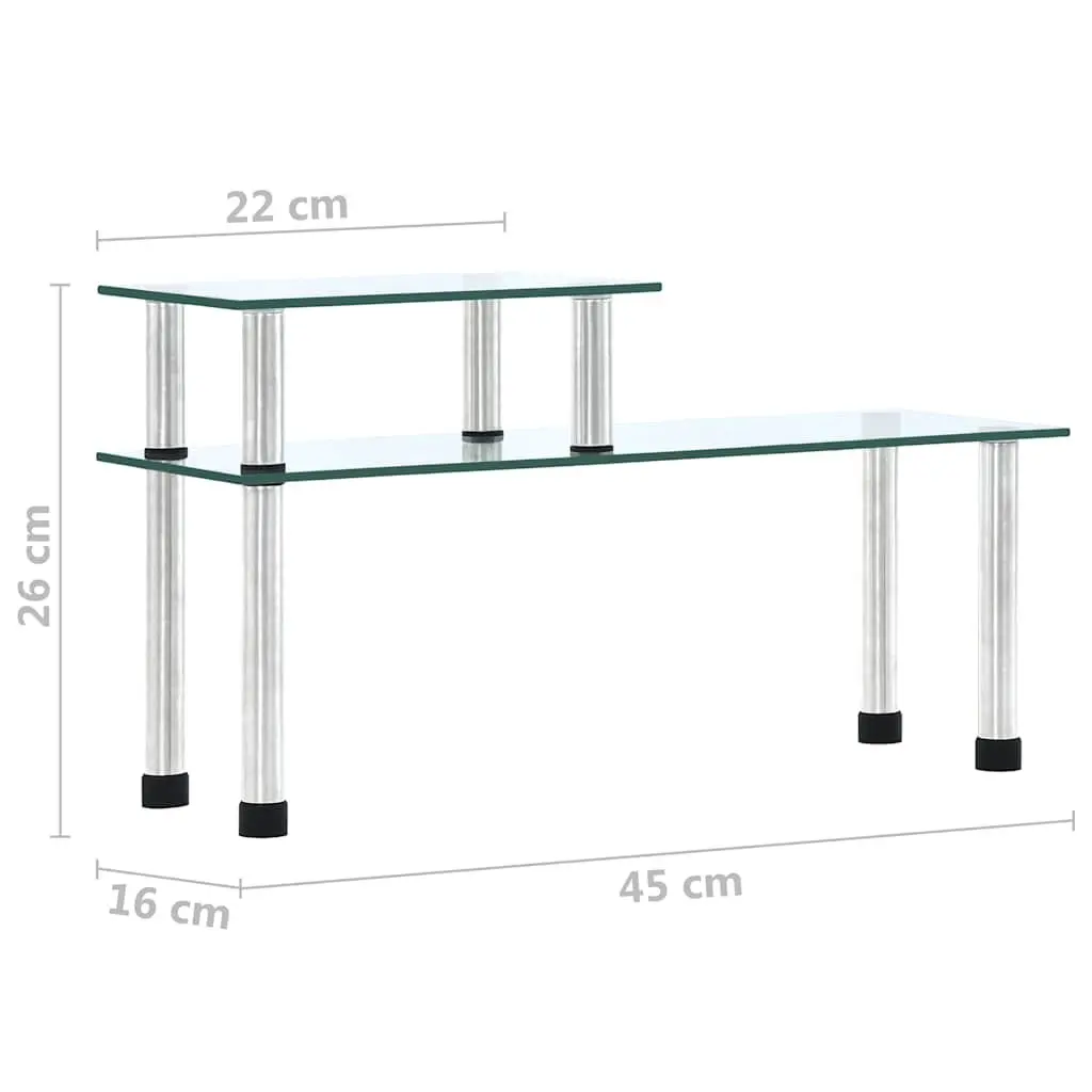 2-Tier Kitchen Shelf Transparent Tempered Glass Spice Rack Organiser Display 45 x 16 x 26 cm
