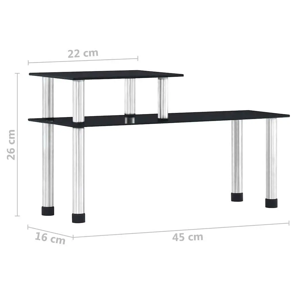 2-Tier Kitchen Shelf Black Tempered Glass Storage Organiser 45 x 16 x 26 cm