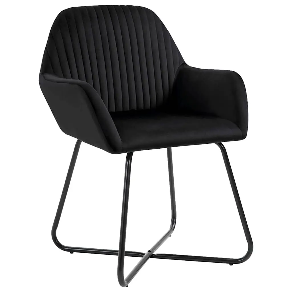 Dining Chairs Black Velvet Soft Upholstery with Armrests 2 Piece