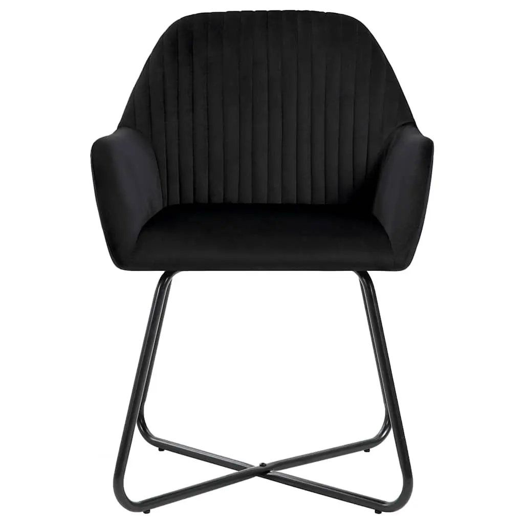 Dining Chairs Black Velvet Soft Upholstery with Armrests 2 Piece