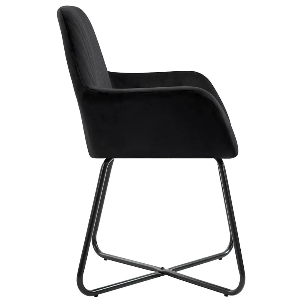 Dining Chairs Black Velvet Soft Upholstery with Armrests 2 Piece