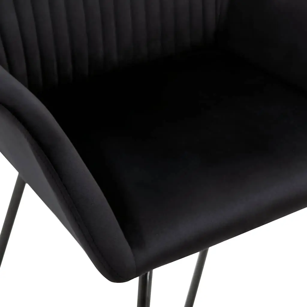 Dining Chairs Black Velvet Soft Upholstery with Armrests 2 Piece