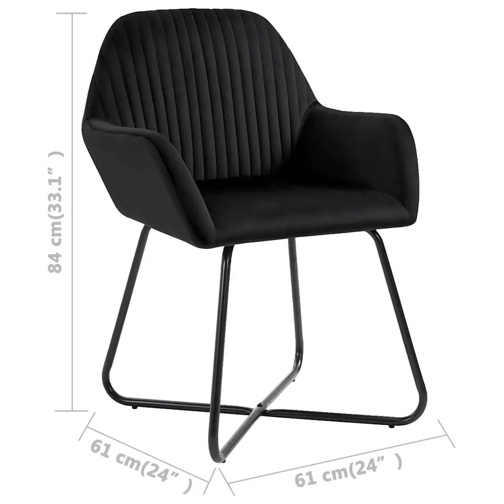 Dining Chairs Black Velvet Soft Upholstery with Armrests 2 Piece