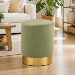Velvet Barrel Stool Footrest Lightweight Living Room Bedroom Hallway Seat