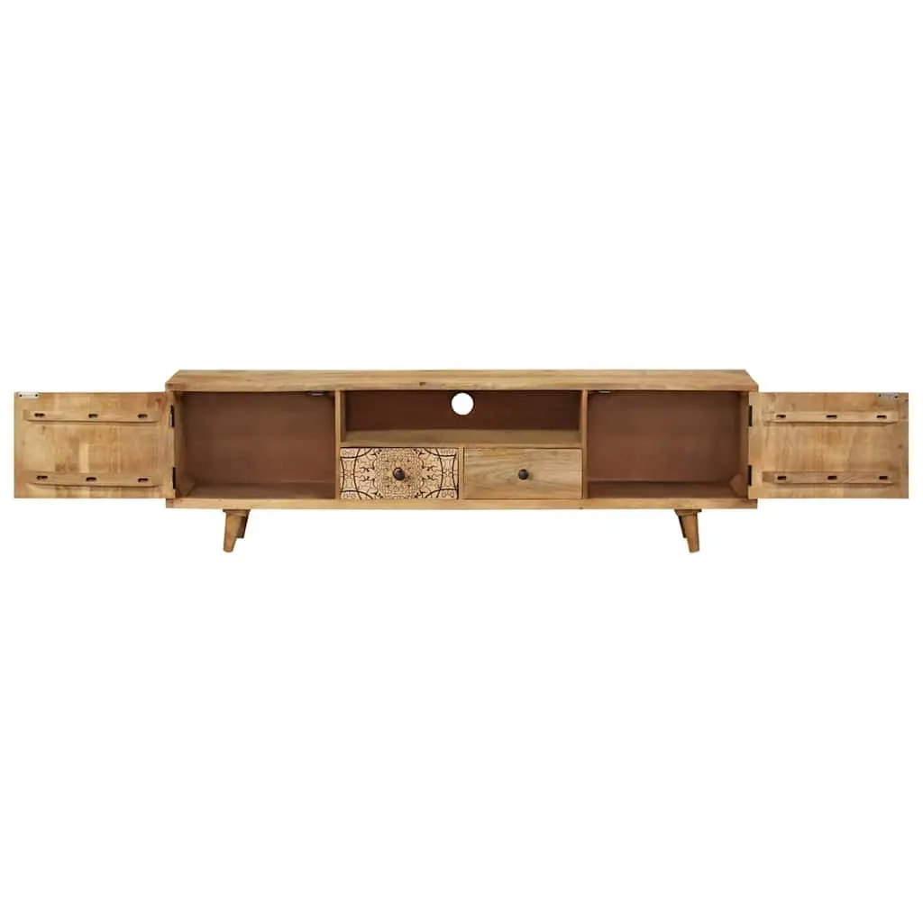 Solid Mango Wood TV Cabinet 140x30x40 cm Brown Lowboard Storage Unit