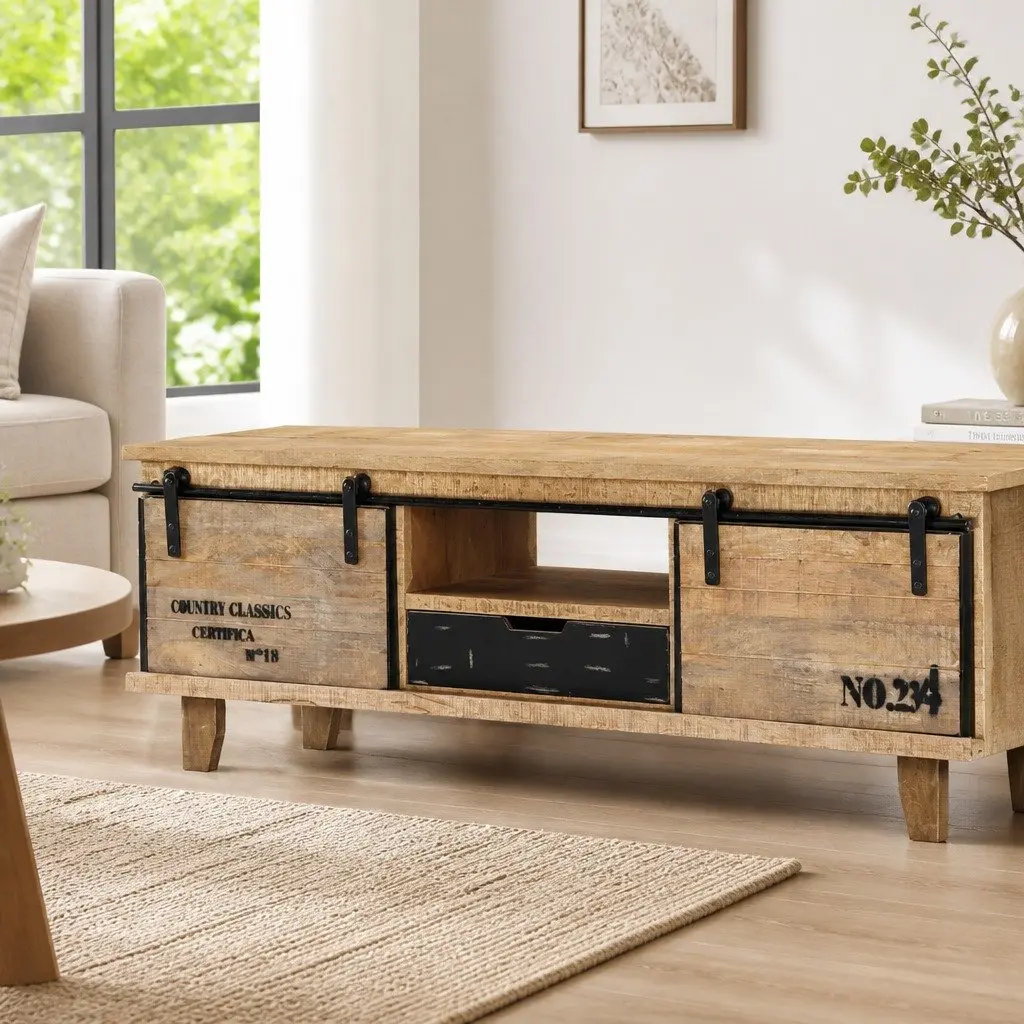 TV Cabinet 120x30x40 cm Brown Solid Mango Wood Storage Unit Lowboard