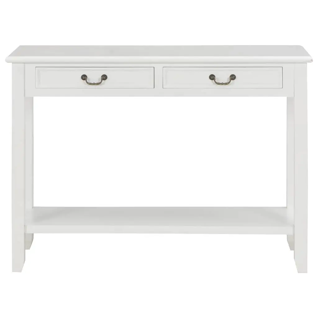 White Wooden Console Table 110x35x80 cm End Table with Drawers and Shelf Storage
