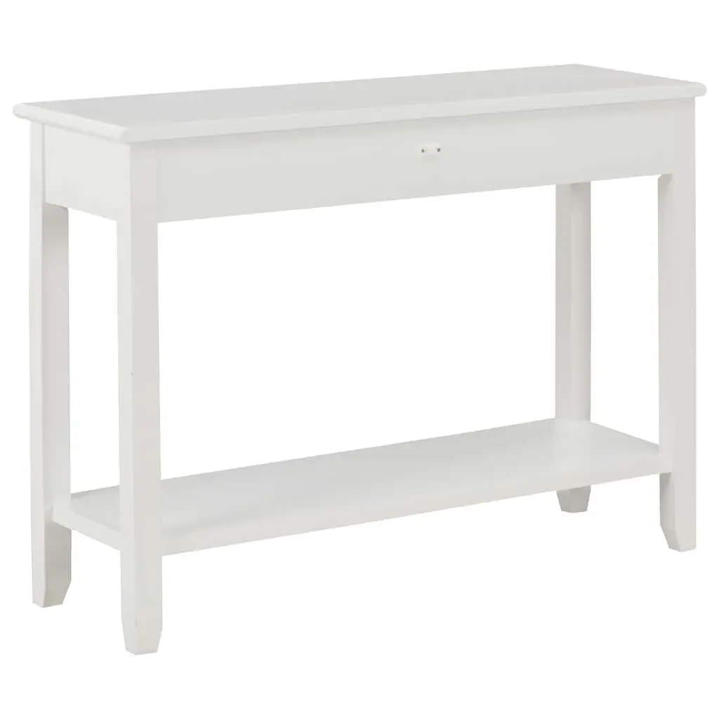 White Wooden Console Table 110x35x80 cm End Table with Drawers and Shelf Storage