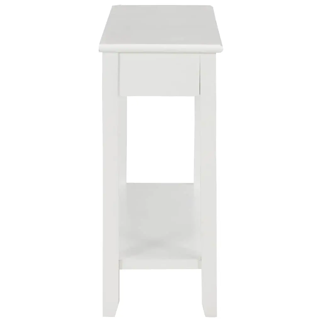 White Wooden Console Table 110x35x80 cm End Table with Drawers and Shelf Storage