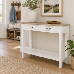 Your White Console Table with Drawers and Shelf 110x35x80 cm