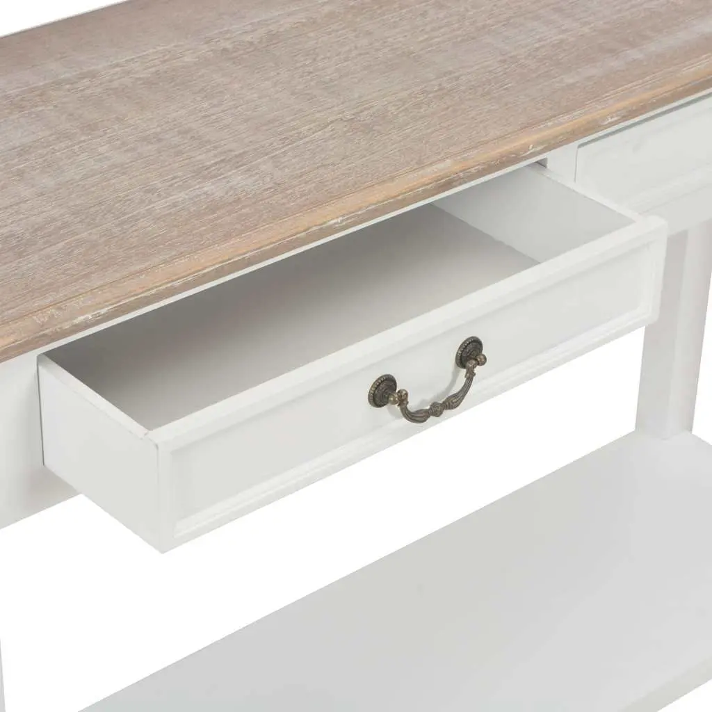 Console Table White 110x35x80 cm Wooden with Drawers and Shelf for Entryway Hallway Living Space