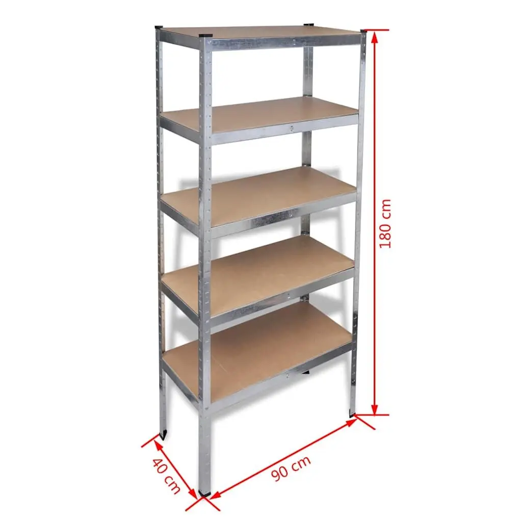 Storage Rack Shelf Unit Industrial Brown 5 Piece Set