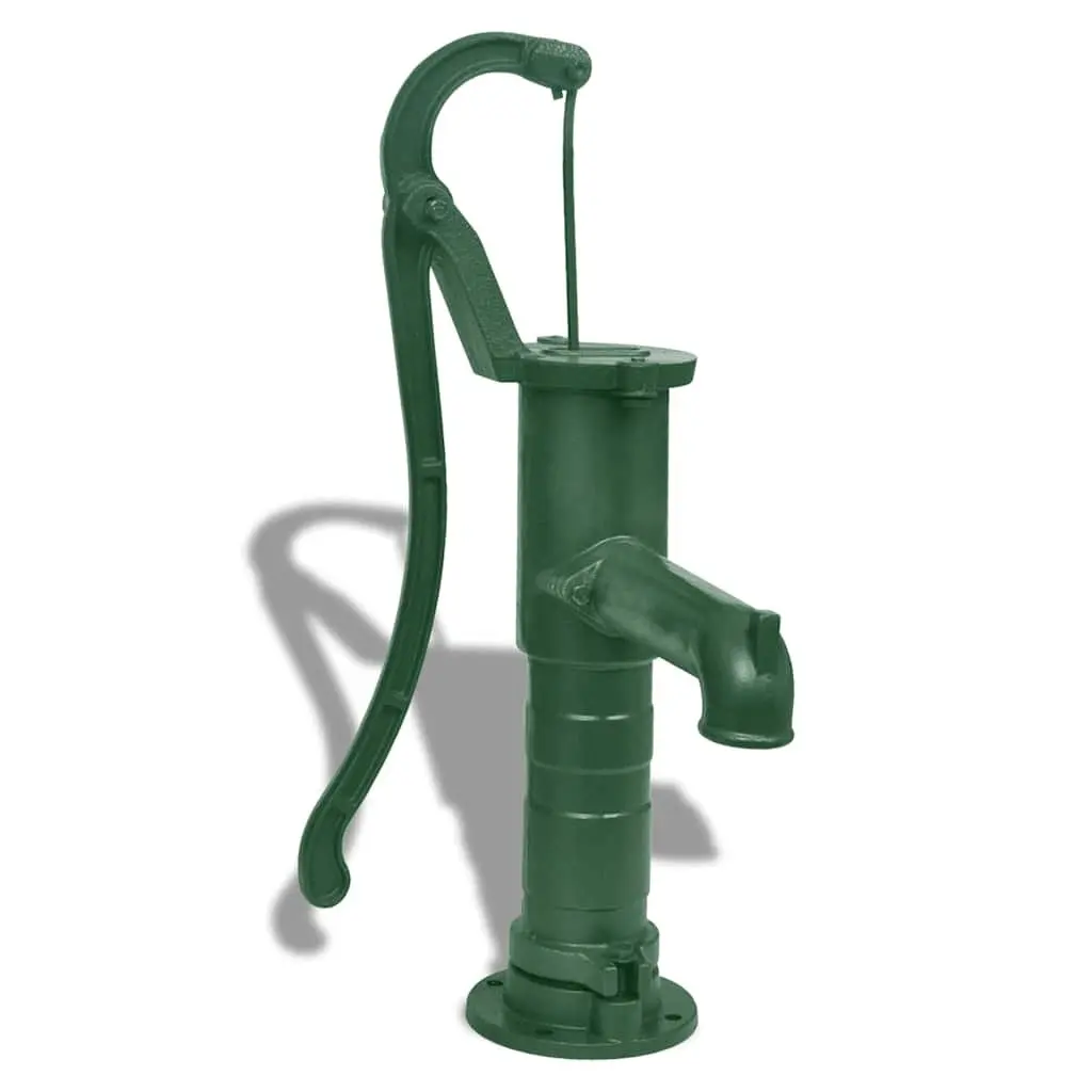 Hand Water Pump with Stand Garden Well Draw Up to 8M Deep Cast Iron Green