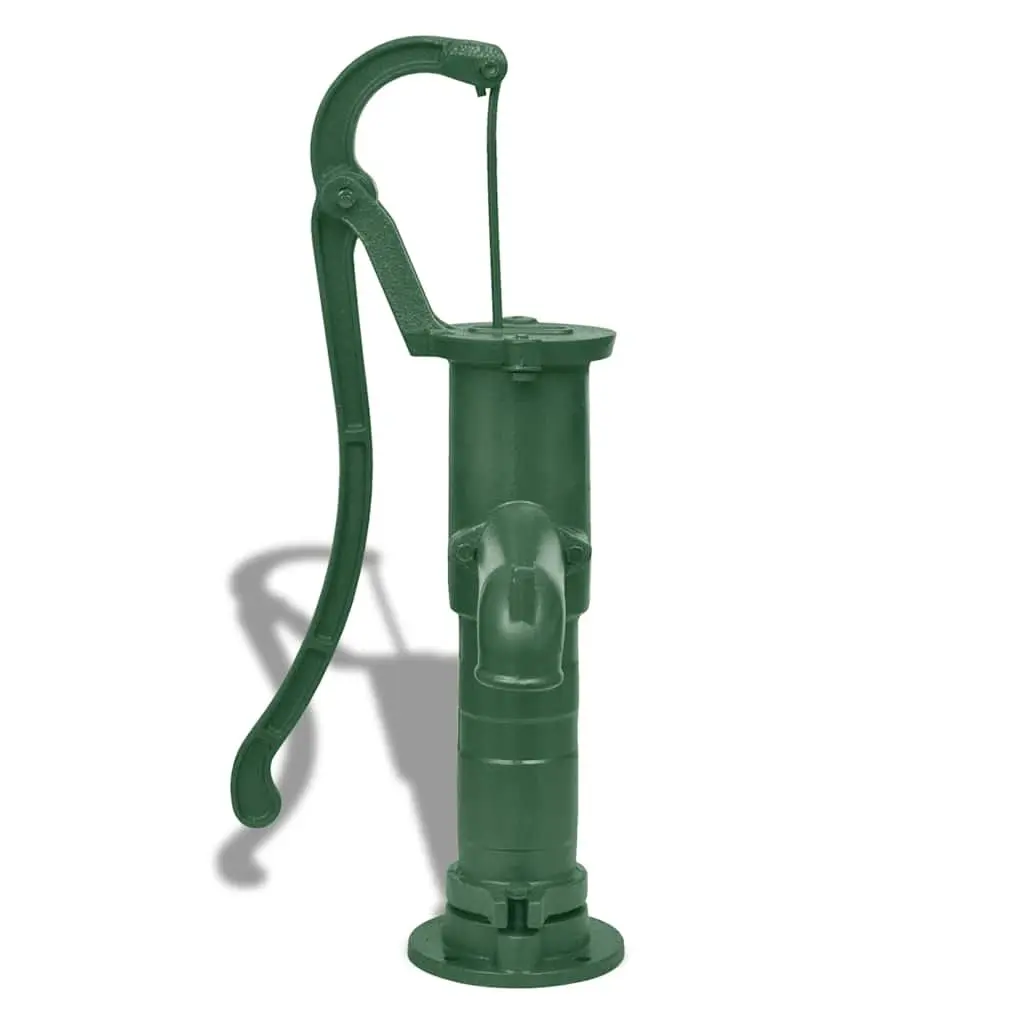 Hand Water Pump with Stand Garden Well Draw Up to 8M Deep Cast Iron Green
