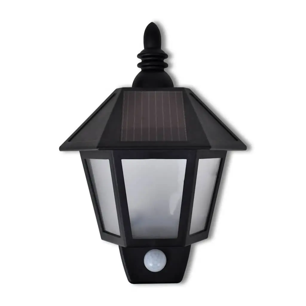 Solar Wall Lamp Motion Sensor LED Outdoor Garden Patio Lighting Black 2 Pack