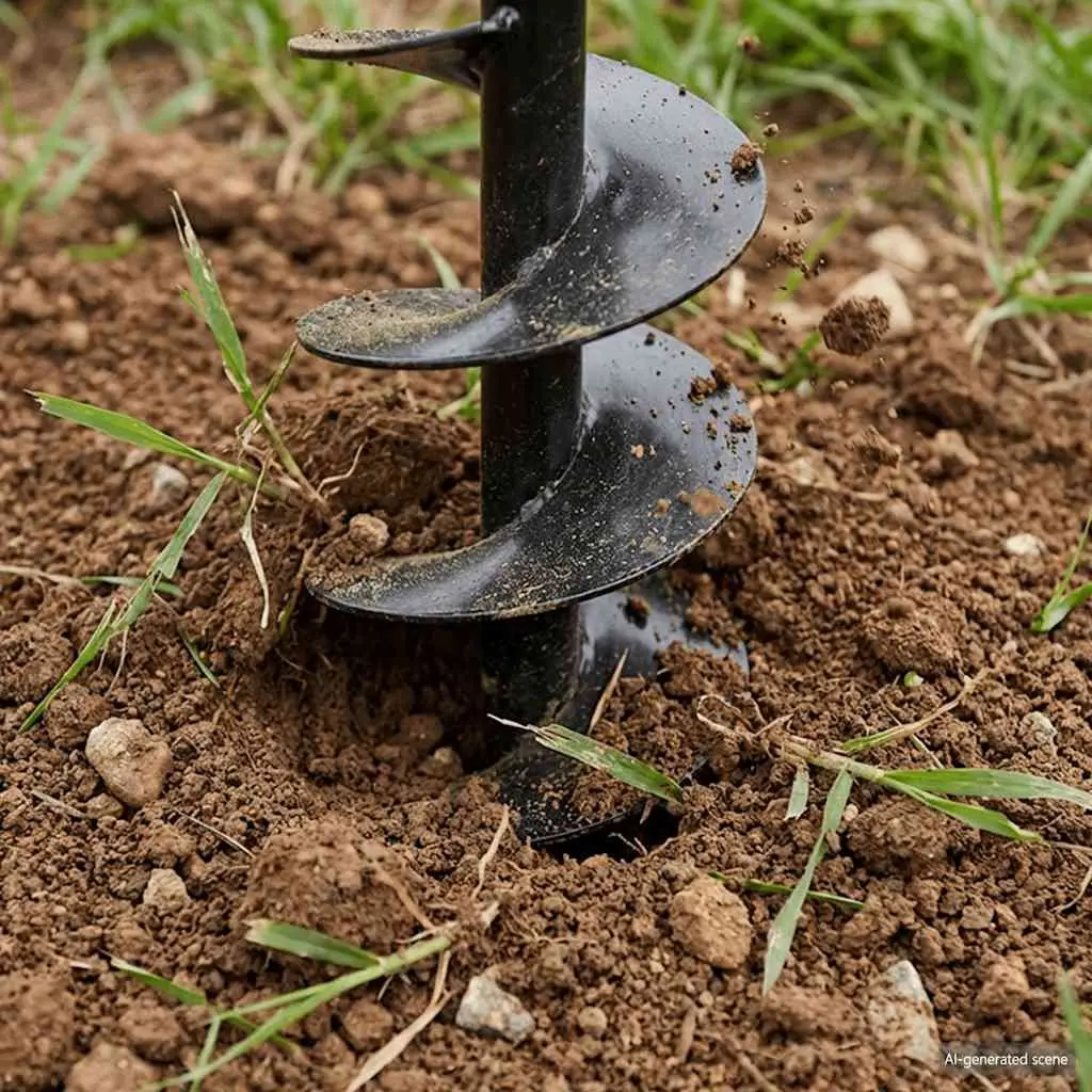 Ground Drill Auger 100mm with Handle Extension Tubes 5m Steel Soil Aeration