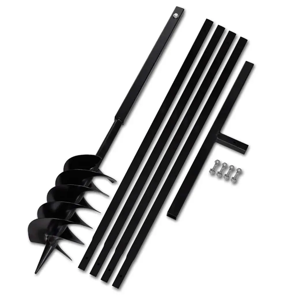 Ground Drill Auger 150mm with Handle Extension Tubes 5m Steel Soil Aeration