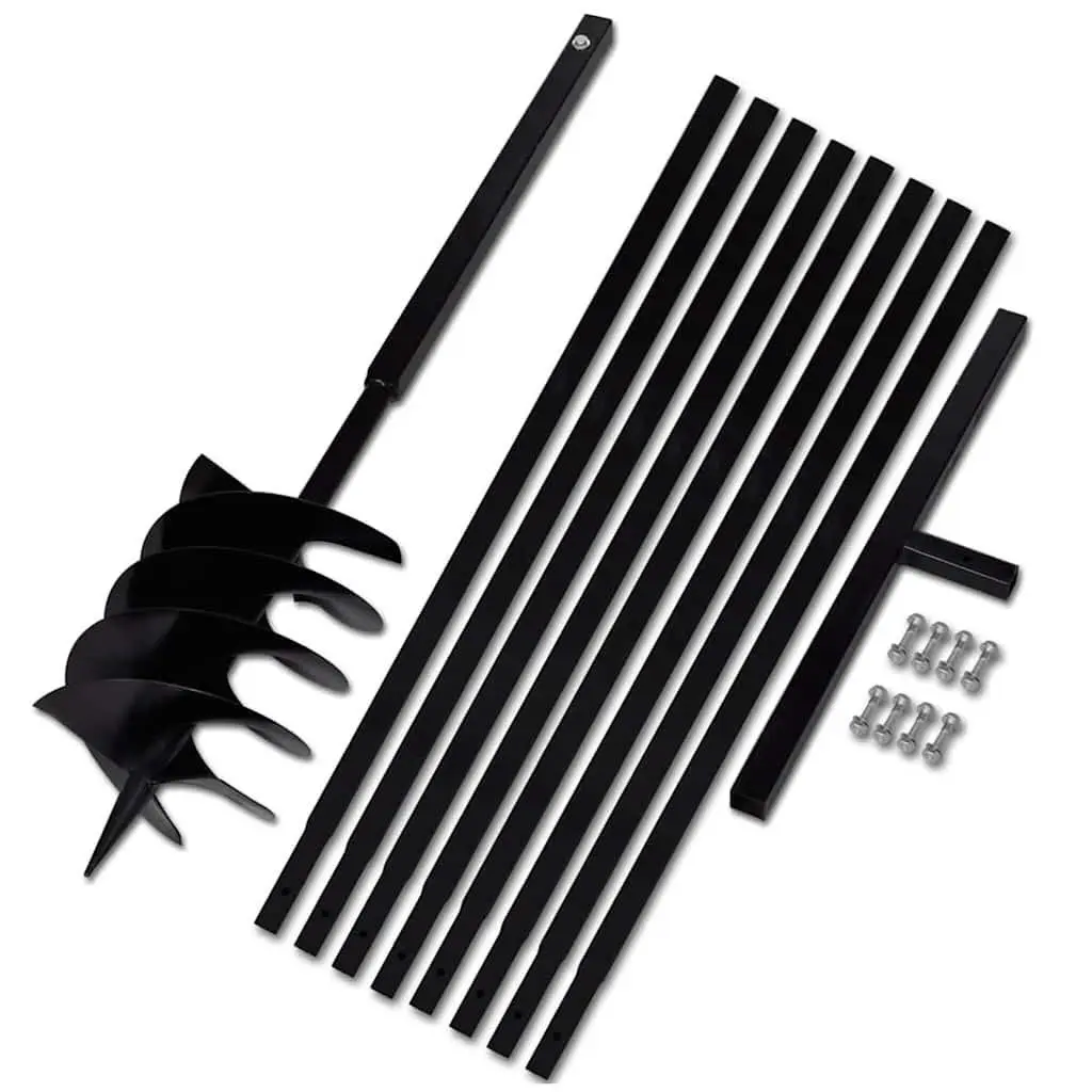 Ground Drill with Handle 200mm Auger Soil Drilling Tool Extension Tubes Steel