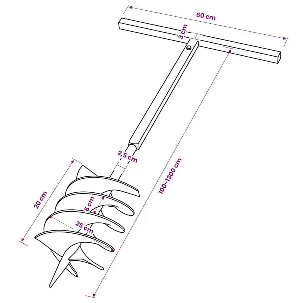 Ground Drill 200mm Ergonomic Handle 13m Extension Tubes Soil Auger Gardening Tool