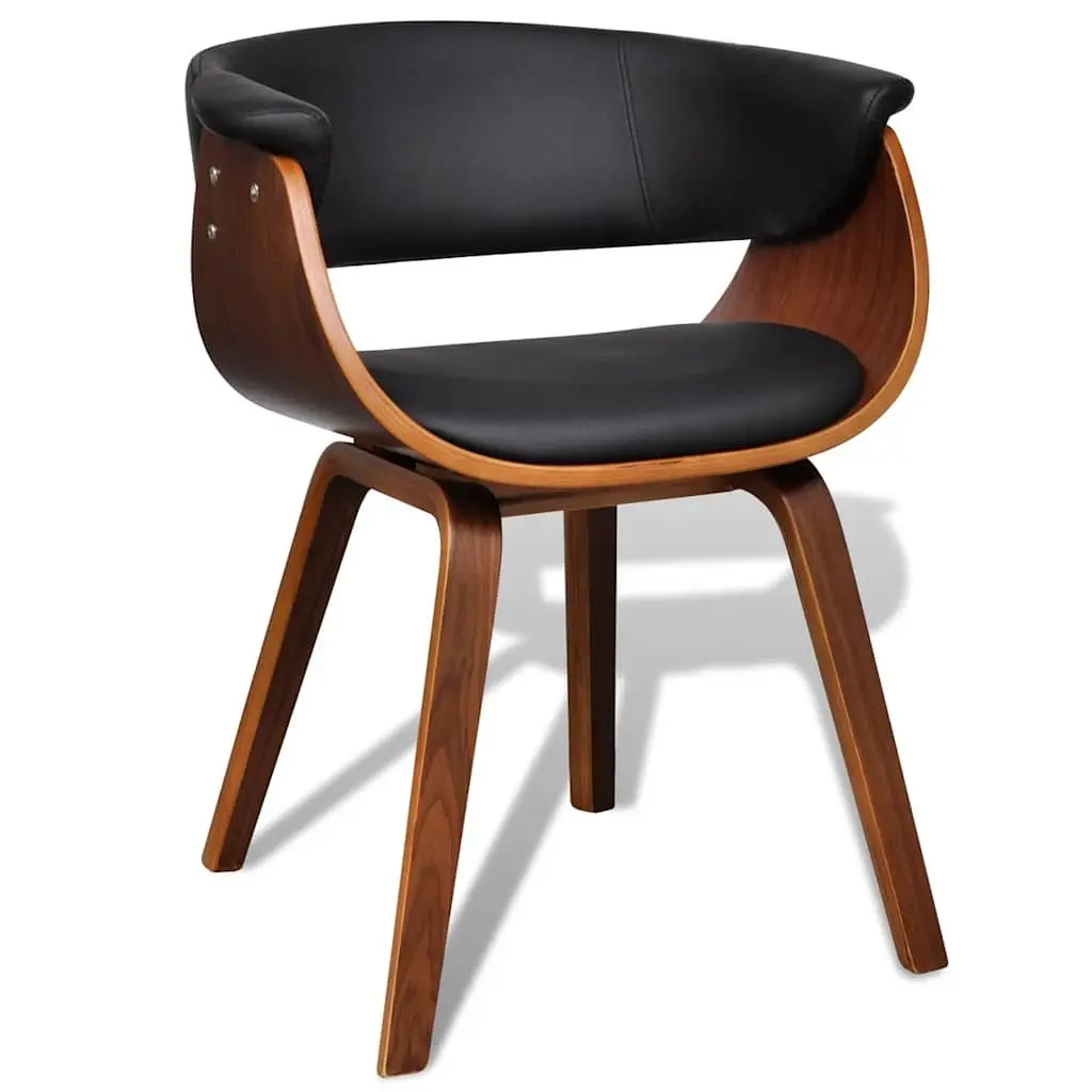 Dining Chairs 2 pcs Bent Wood Frame Faux Leather Seat Kitchen Room Furniture