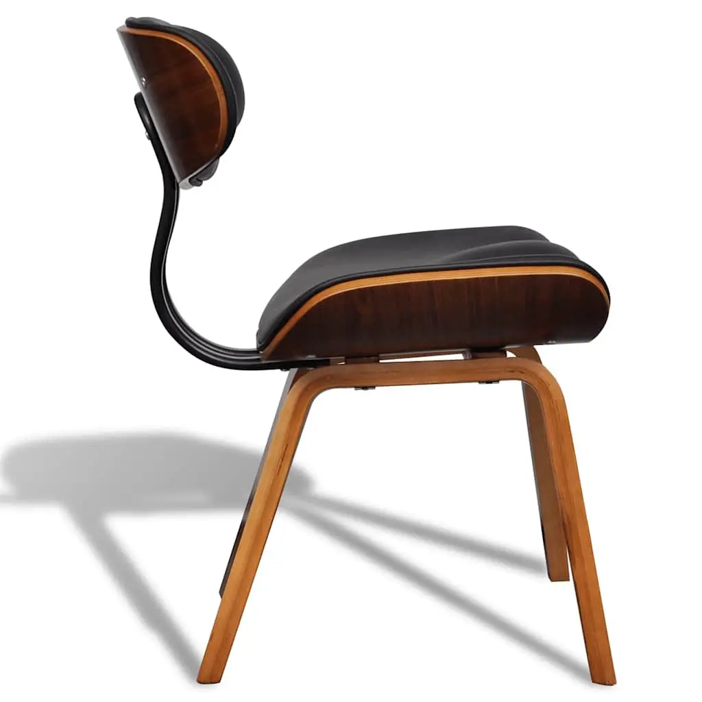 Dining Chairs Set Bent Wood Frame Faux Leather Seat Black