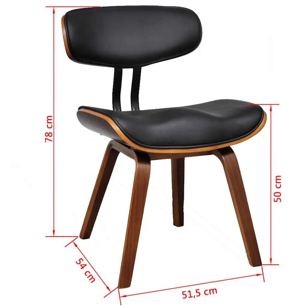 Dining Chairs Set Bent Wood Frame Faux Leather Seat Black