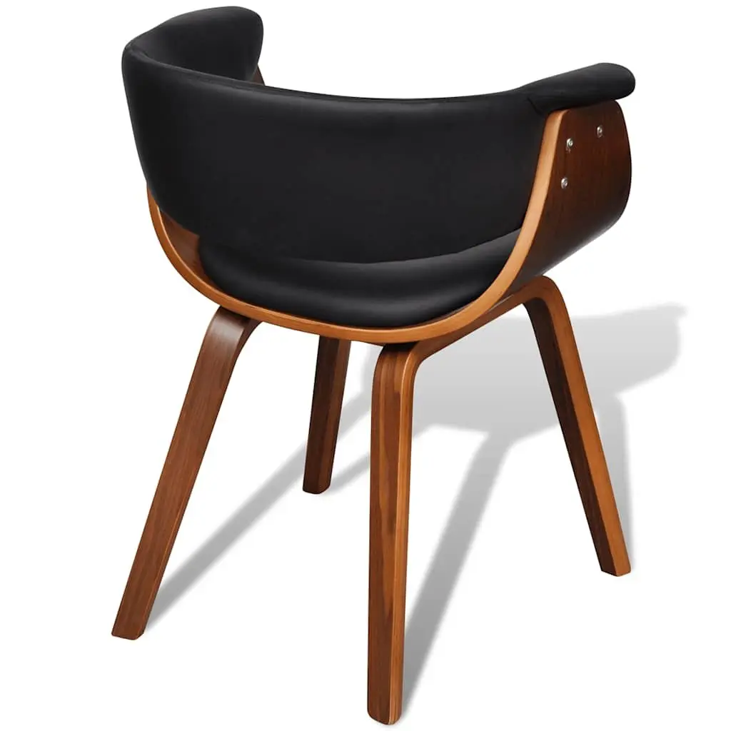 Dining Chairs Set 6 pcs Bent Wood Frame Padded Faux Leather Seating Black