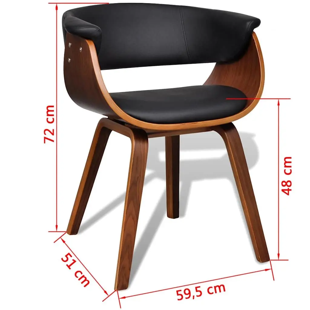 Dining Chairs Set 6 pcs Bent Wood Frame Padded Faux Leather Seating Black
