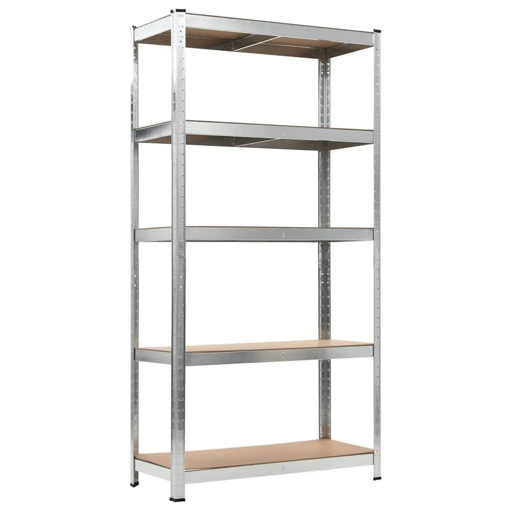 Storage Shelf Unit Silver Heavy Duty Steel Frame 2 Pieces