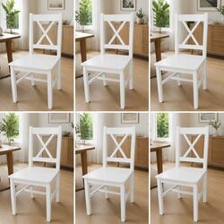 Your Perfect Dining Chairs - 6 White Wooden Chairs
