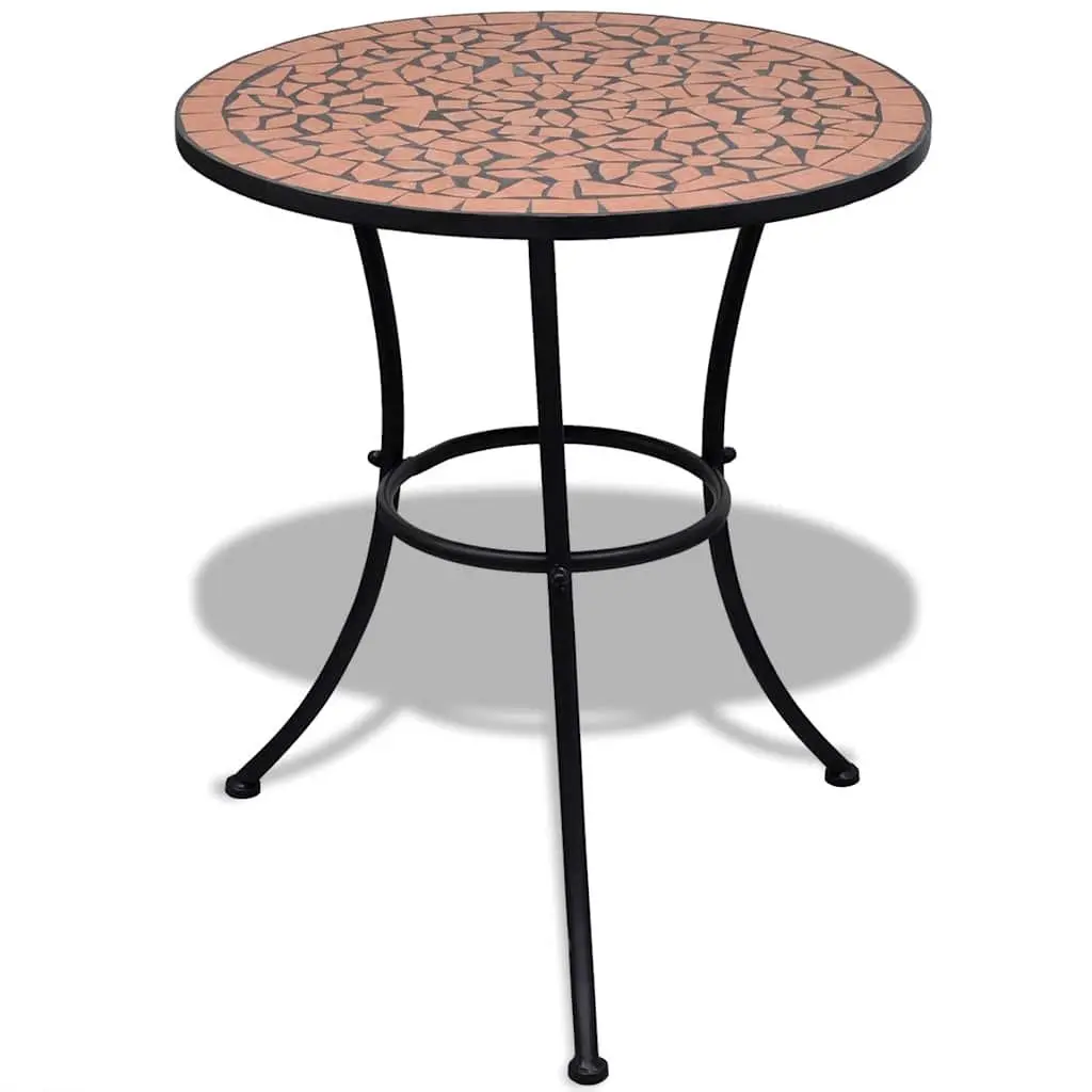3 Piece Mosaic Bistro Set Brown Ceramic Tile Outdoor Patio Furniture