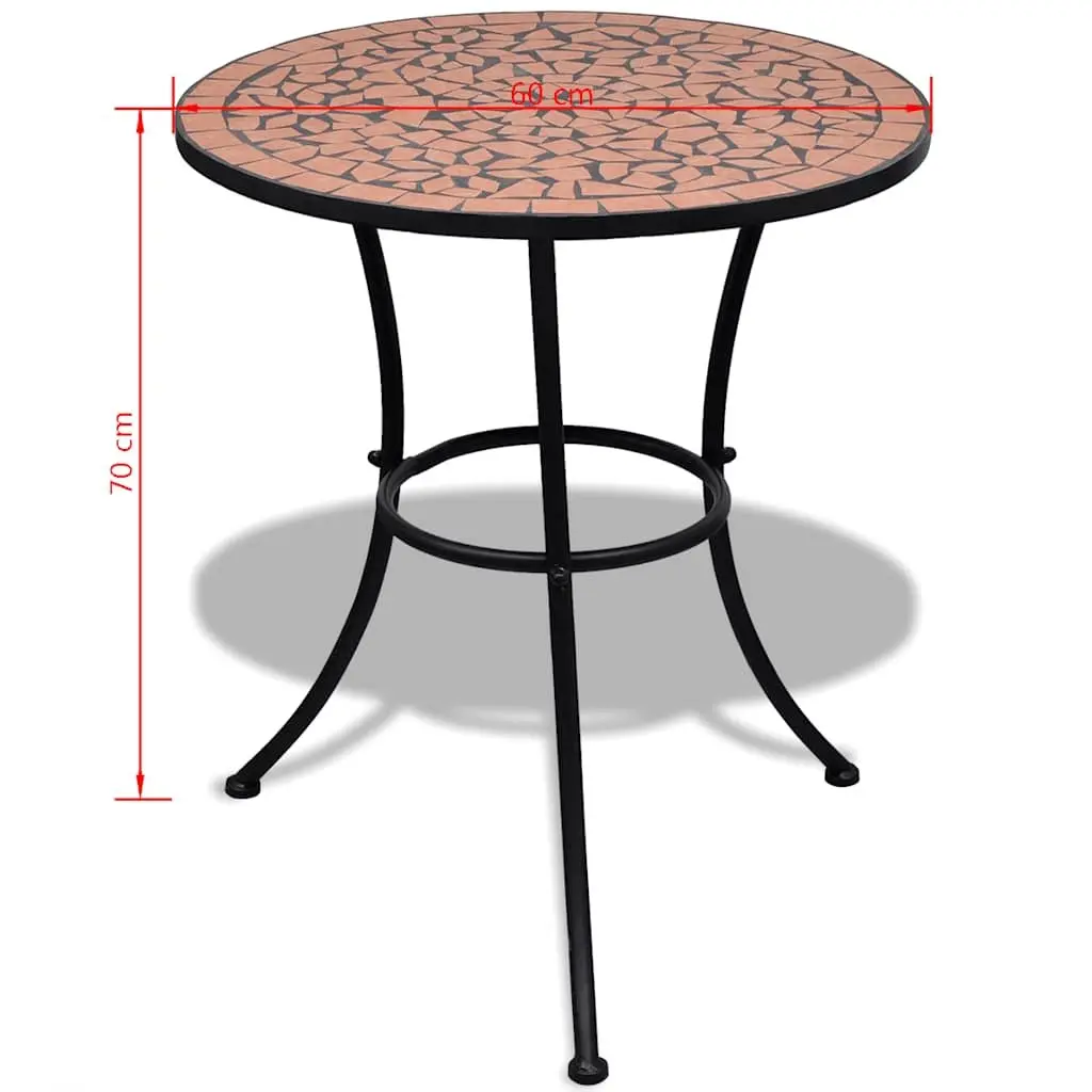 3 Piece Mosaic Bistro Set Brown Ceramic Tile Outdoor Patio Furniture