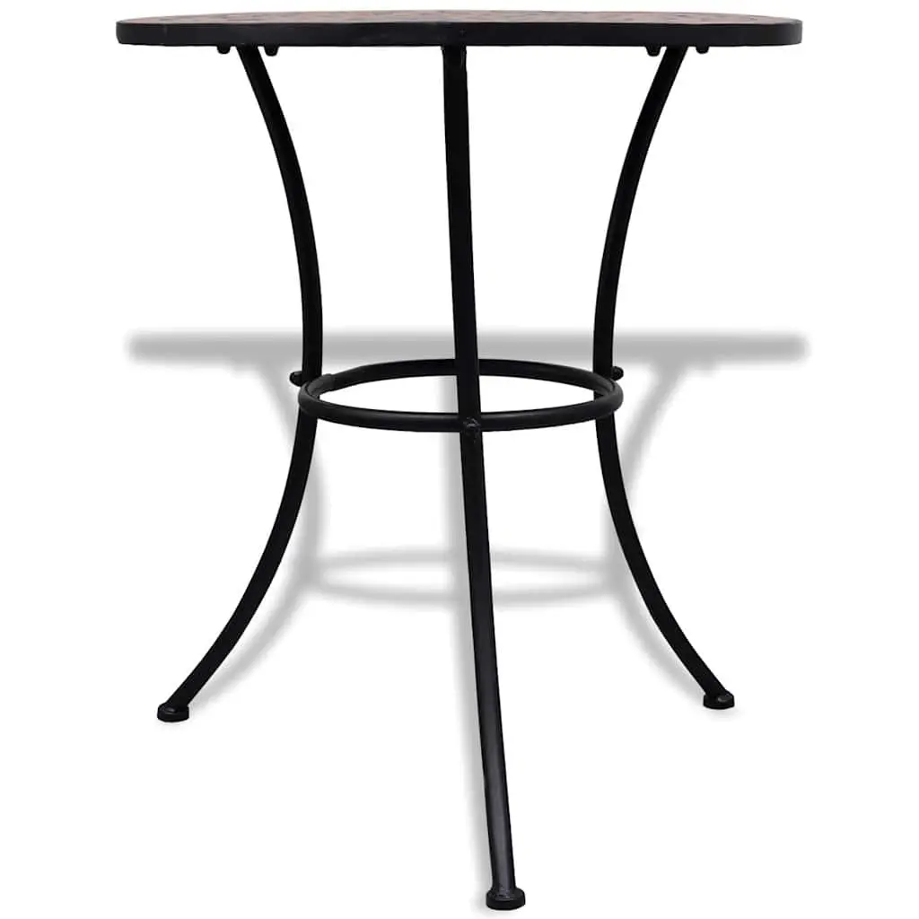 3 Piece Mosaic Bistro Set Brown Ceramic Tile Outdoor Patio Furniture