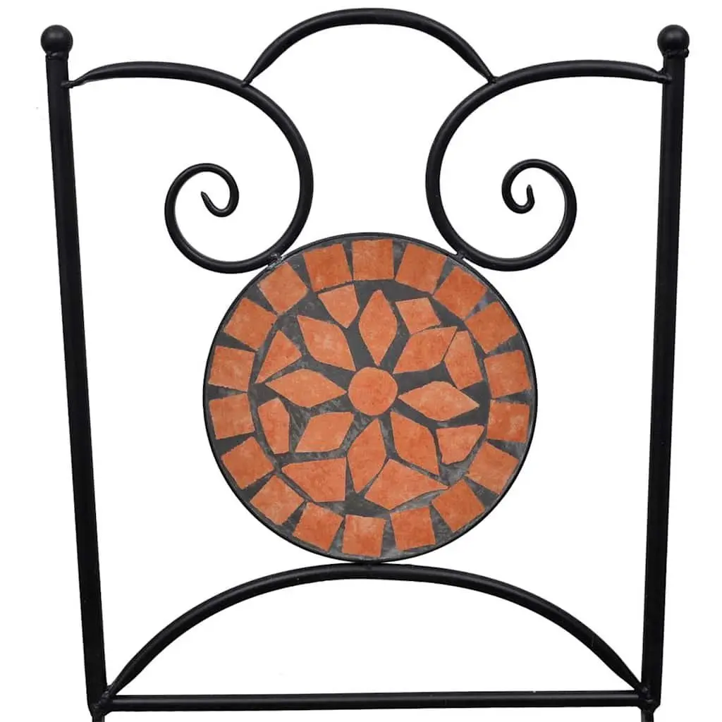 3 Piece Mosaic Bistro Set Brown Ceramic Tile Outdoor Patio Furniture