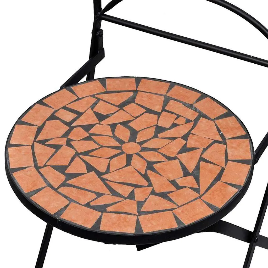 3 Piece Mosaic Bistro Set Brown Ceramic Tile Outdoor Patio Furniture