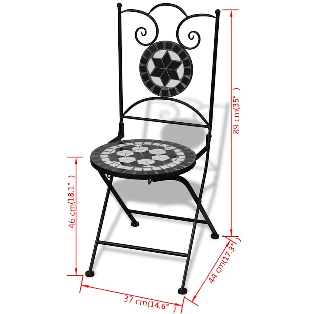 3 Piece Outdoor Bistro Set Ceramic Tile Table Chairs Patio Garden Furniture