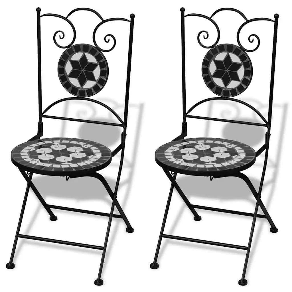 3 Piece Outdoor Bistro Set Ceramic Tile Table Chairs Patio Garden Furniture