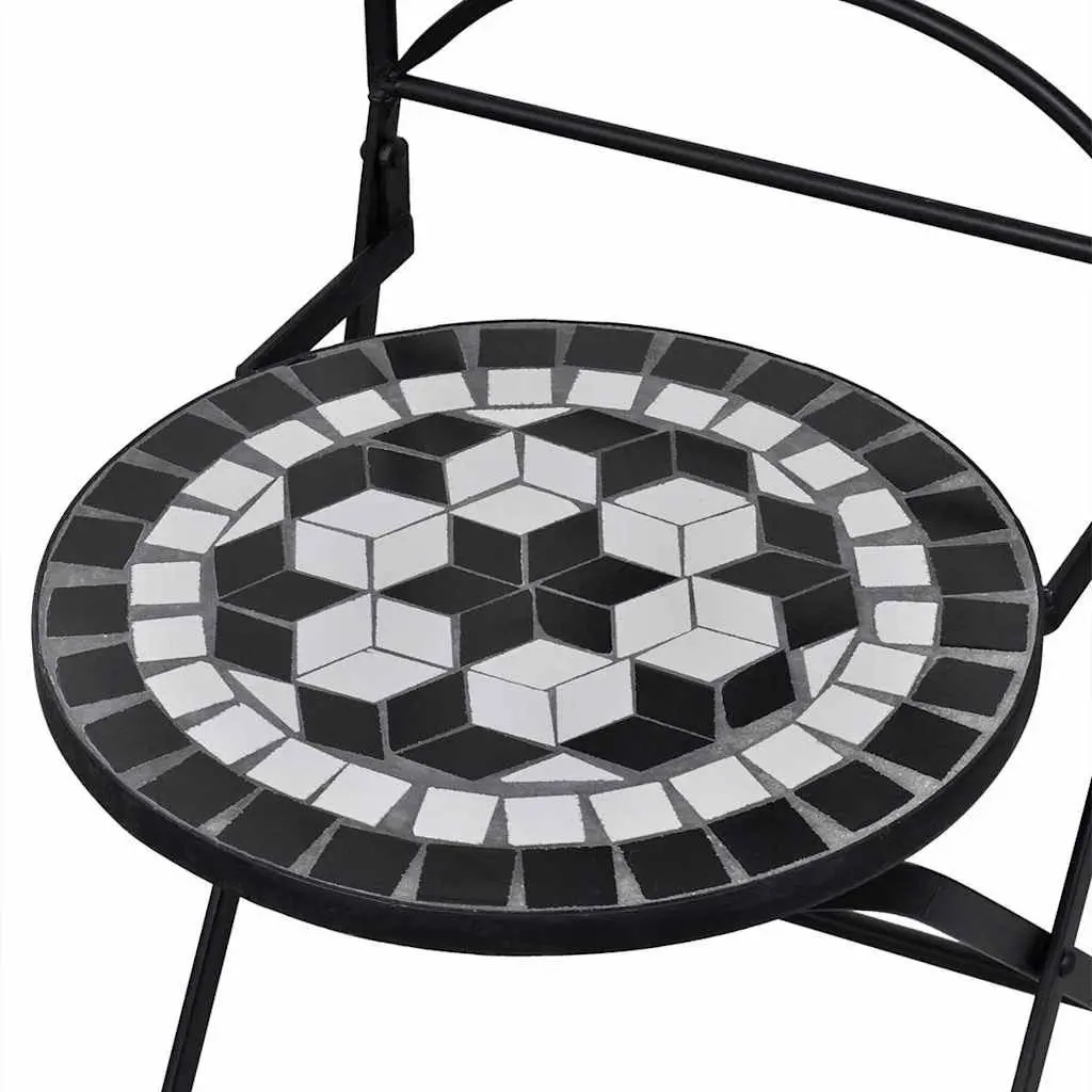 3 Piece Outdoor Bistro Set Ceramic Tile Table Chairs Patio Garden Furniture