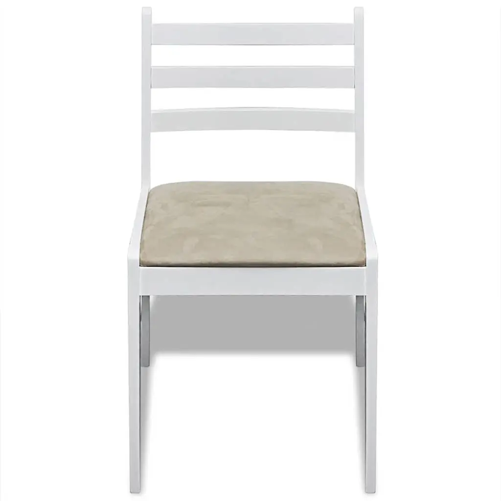 Dining Chairs Set White Wood Padded Seat 6 Piece