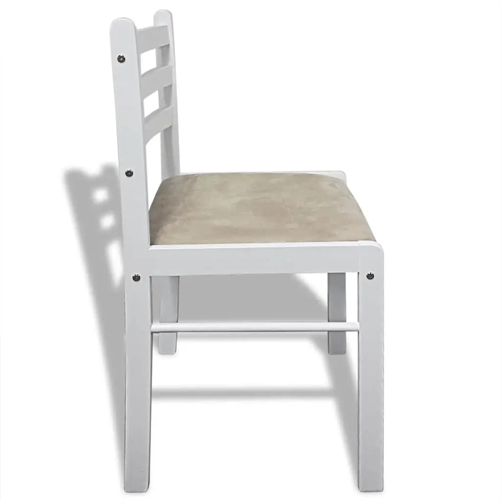 Dining Chairs Set White Wood Padded Seat 6 Piece