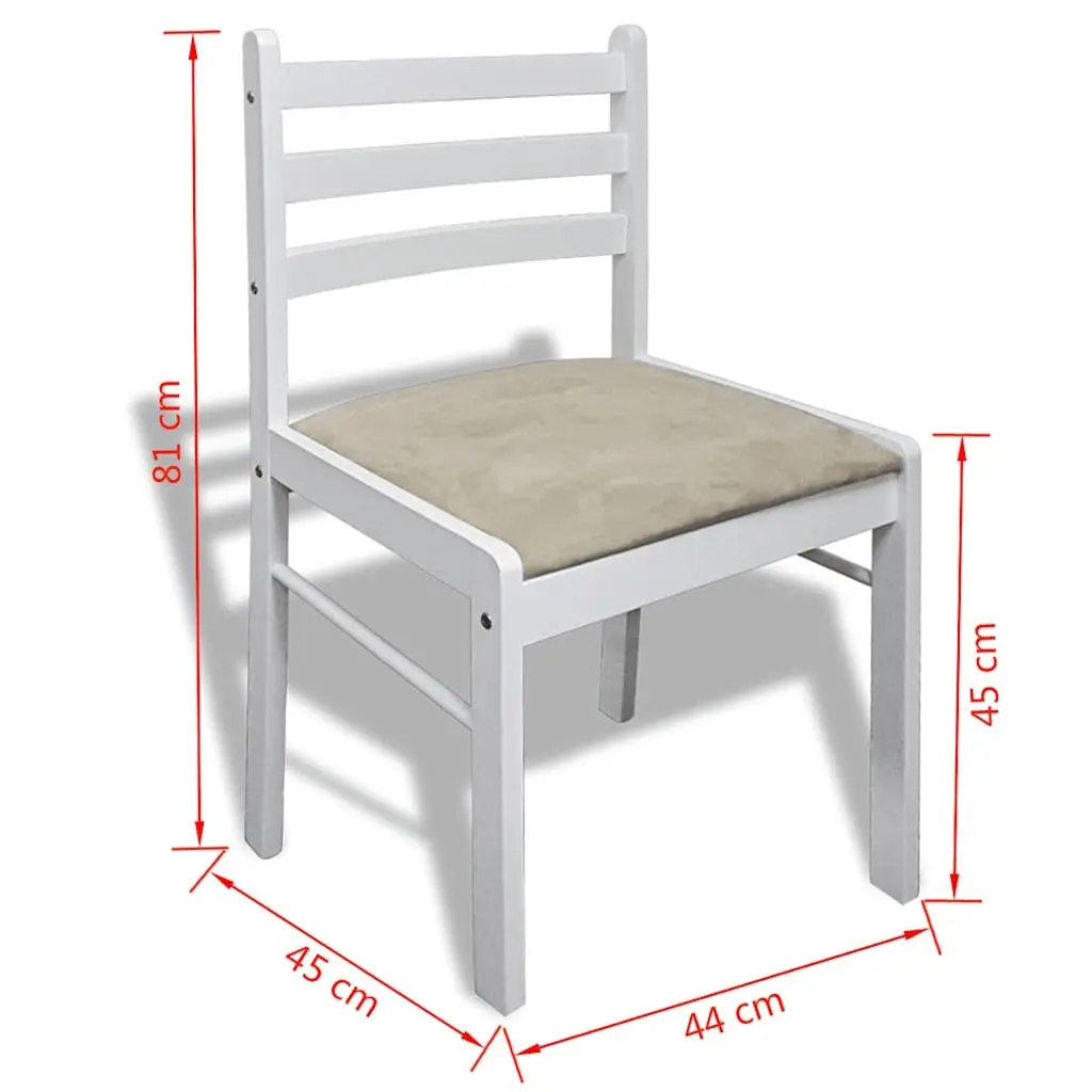 Dining Chairs Set White Wood Padded Seat 6 Piece