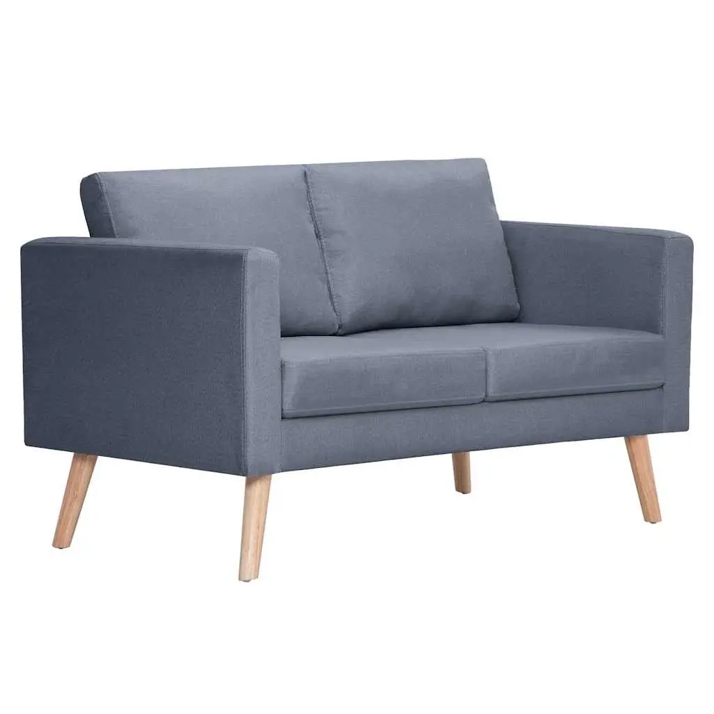 Sofa Set 2-Seater 3-Seater Grey Fabric Padded Cushions Living Room Couch