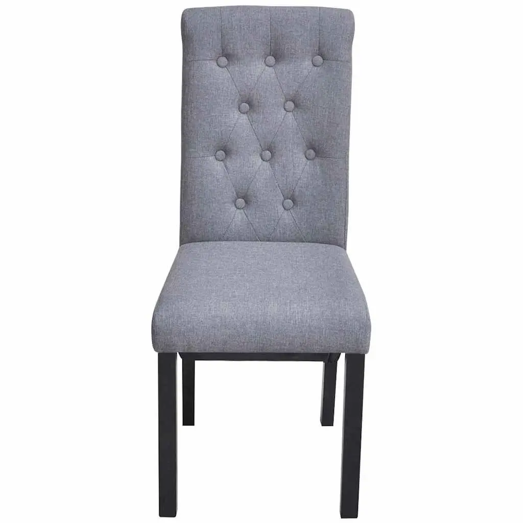 Dining Chairs Light Grey Upholstered Kitchen Seating with Wooden Legs Set of 4