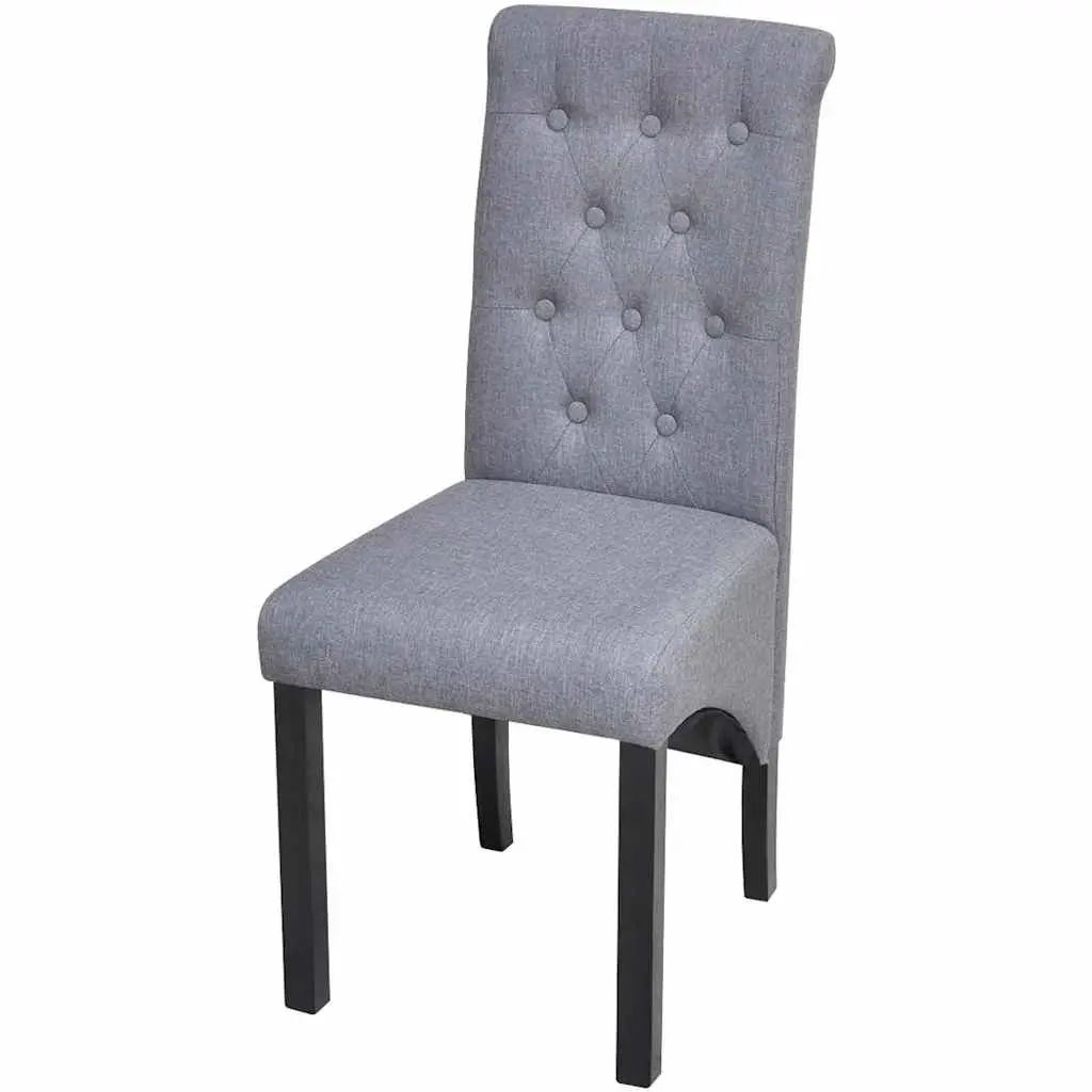 Dining Chairs Light Grey Upholstered Kitchen Seating with Wooden Legs Set of 4
