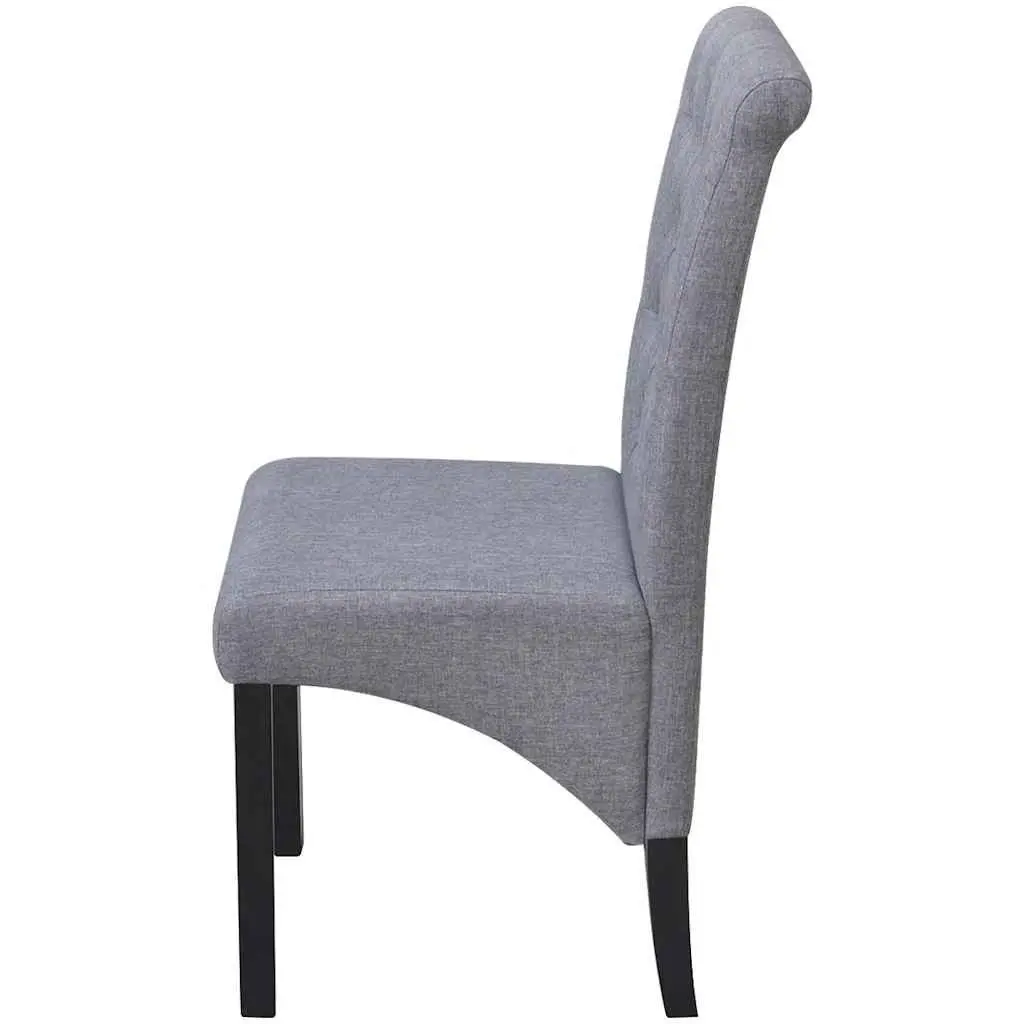 Dining Chairs Light Grey Upholstered Kitchen Seating with Wooden Legs Set of 4
