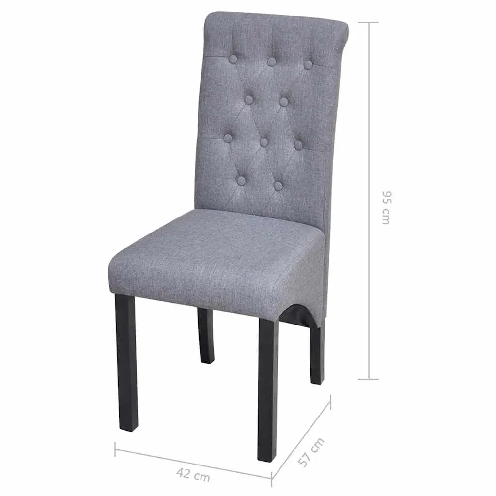 Dining Chairs Light Grey Upholstered Kitchen Seating with Wooden Legs Set of 4