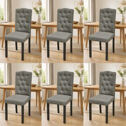 6 Comfortable Grey Fabric Dining Chairs with Assembly Needed