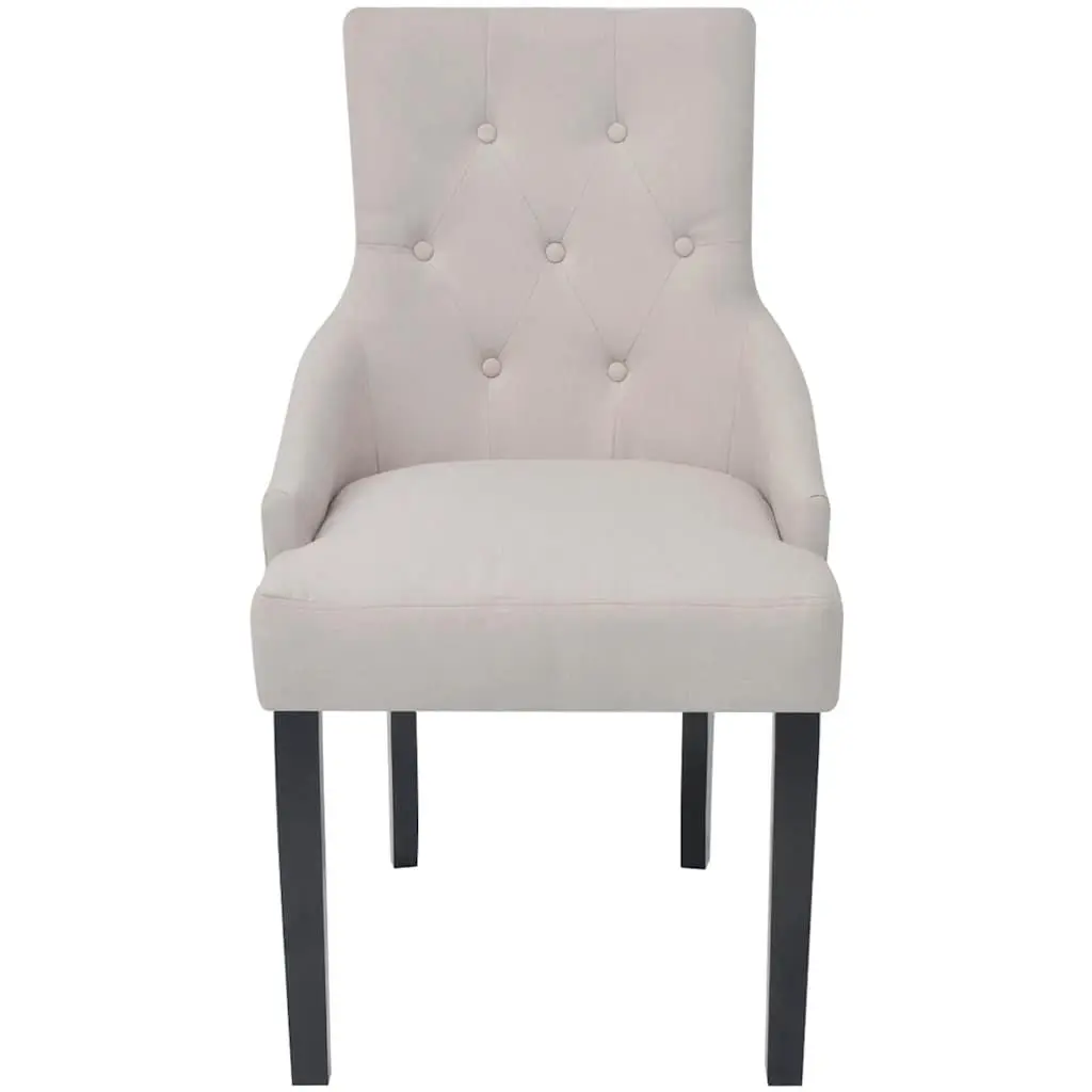Dining Chairs 4 pcs Cream Fabric Armrest Kitchen Room Seat Padded Backrest