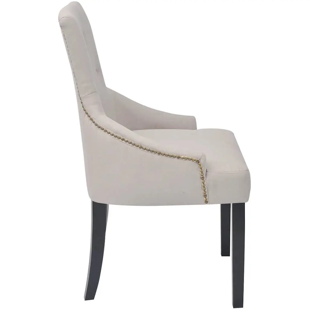 Dining Chairs 4 pcs Cream Fabric Armrest Kitchen Room Seat Padded Backrest