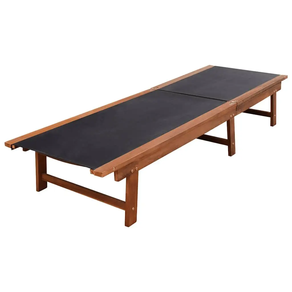 Sun Loungers Set Acacia Wood 2 Pieces with Table Outdoor Garden Patio Furniture